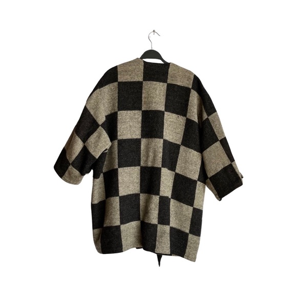 hiroko koshino vintage wool checkered over coat size 38 - Picture 2 of 5
